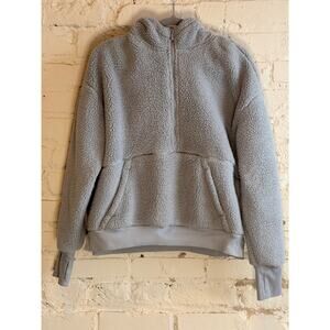 All In Motion Light Blue Sherpa Faux Fur Quarter Zip Hoodie Jacket Women’s M